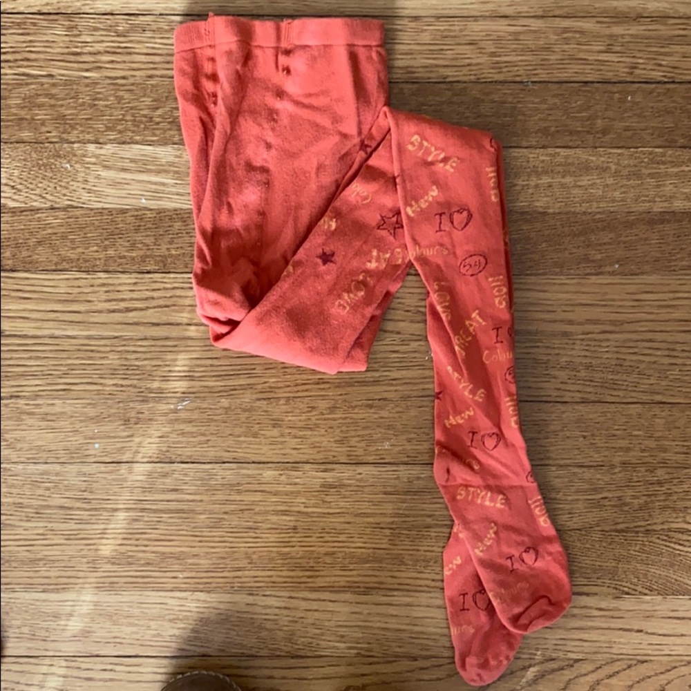 Girls Cotton Orange Tights